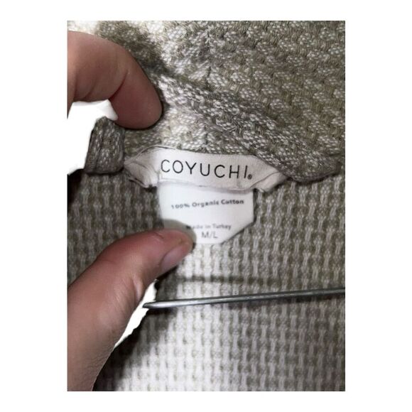 2175. Coyuchi Unisex Gray Robe M midweight 100% organic cotton‎ missing tie belt - Picture 4 of 7